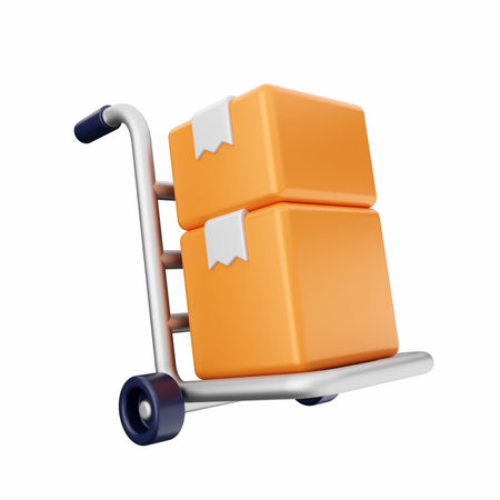 Hand truck with boxes isolated on white background. 3d rendering.の写真素材