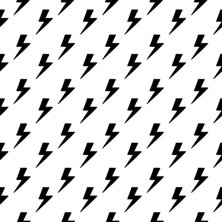 seamless pattern with lightning design on white background and black objectのイラスト素材