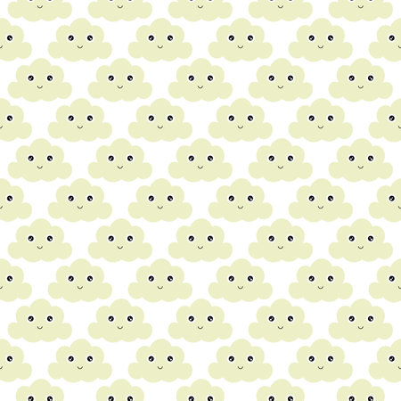 cute and pretty smiley cloud seamless patternのイラスト素材