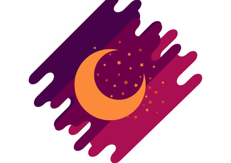 moon and stars with abstract sky background with dark color combinationのイラスト素材