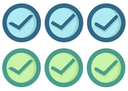a collection of check marks with different styles and with two types of blue and green colors
