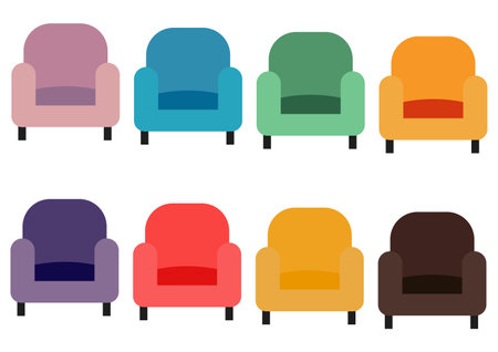 collection of sofa designs with various bright and beautiful colorsのイラスト素材