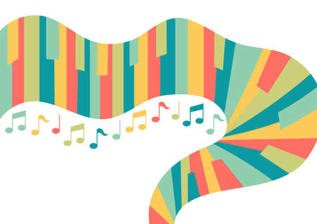 illustration of colorful piano keys with colorful tone symbolsのイラスト素材