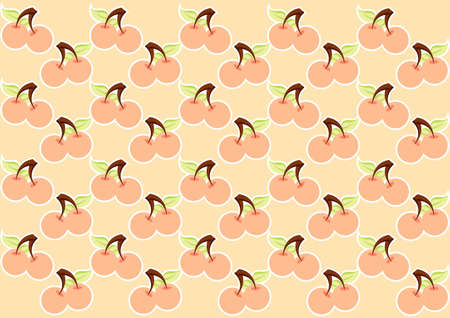 sweet and cute cherry pattern with a bright red color blendのイラスト素材