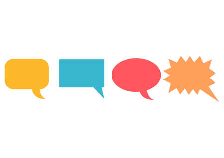 a collection of colorful text box illustrations, with different shapes