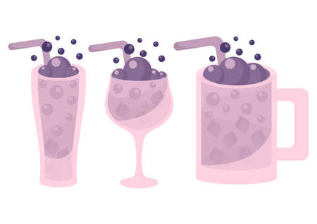 illustration of a cool and refreshing soda drink, with a mix of light purple and dark purpleのイラスト素材