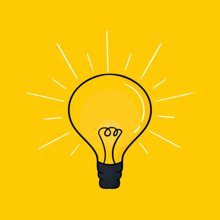 hand drawn illustration of a shining lamp with a theme of ideas or thoughtsのイラスト素材