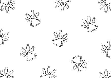 hand drawn pattern of dog or cat footprints on a white backgroundのイラスト素材