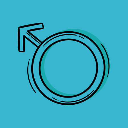hand drawn illustration of male gene symbol in light blue color on a light blue backgroundのイラスト素材