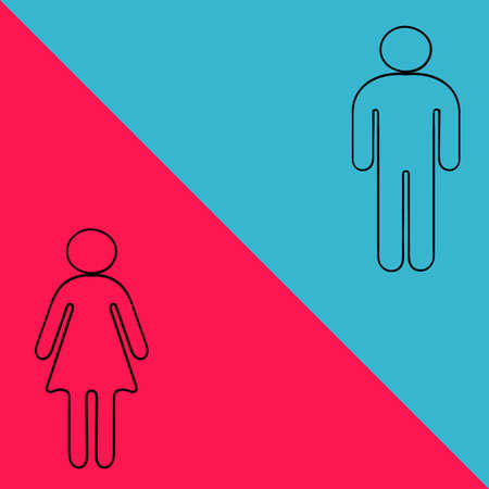 male and female toilet symbols, blue for men and pink for womenのイラスト素材