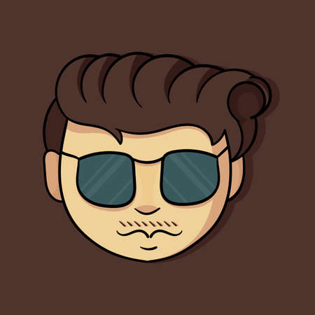illustration of a mans face with sunglasses in an elegant dark color combination
