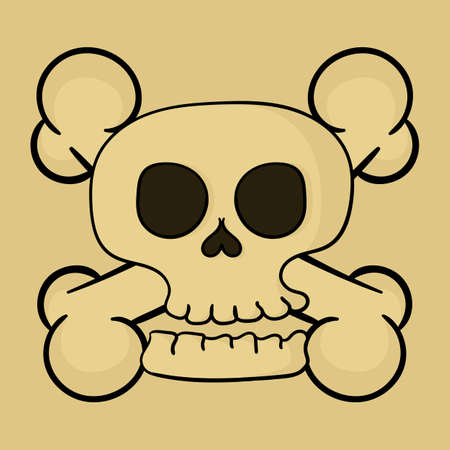 hand drawn illustration of skull and bones with scary themeのイラスト素材