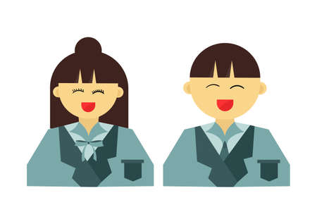 illustration of a boy and a girl wearing school uniforms with modern uniform designのイラスト素材
