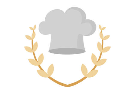 a chef themed design with a chefs hat and wheat design with a simple and modern designのイラスト素材