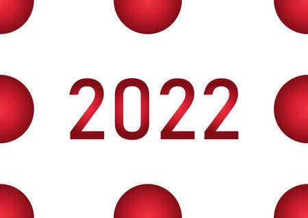 new year 2022 theme background with red balls, on white backgroundのイラスト素材