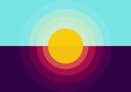 sunrise and sunset illustration, sunrise with bright blue sky color and sunset with beautiful orange...