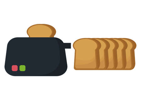 toaster and toast illustration with modern and simple design