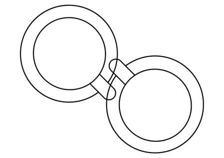 simple and abstract line art of two cups viewed from aboveのイラスト素材