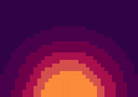 sunset illustration in pixel styleのイラスト素材