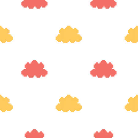 seamless pattern of colorful clouds with pixel theme styleのイラスト素材