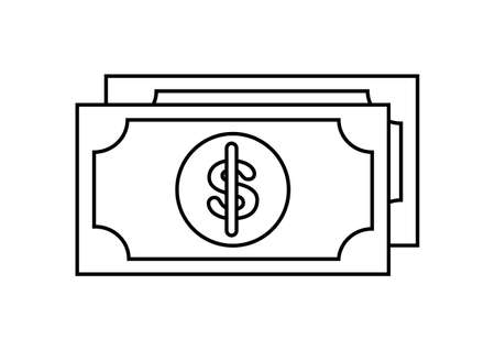 outline of a banknote with a dollar sign in the middleのイラスト素材