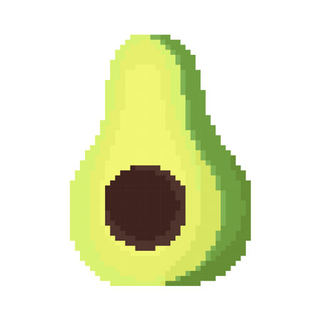 avocado fruit illustration with pixel theme on white backgroundのイラスト素材