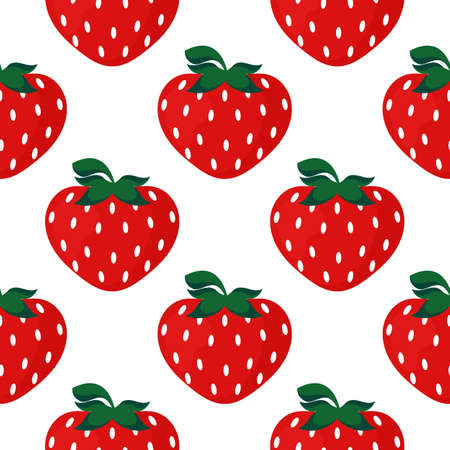 strawberry fruit seamless pattern on white backgroundのイラスト素材