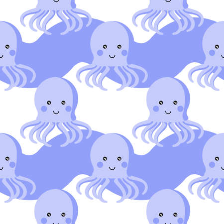 jellyfish seamless pattern on white backgroundのイラスト素材