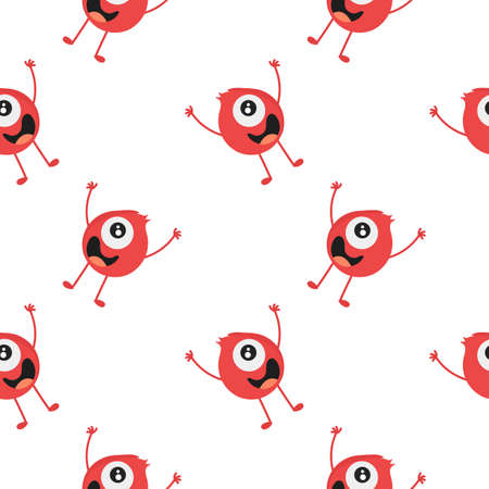 red monster seamless pattern on white backgroundのイラスト素材