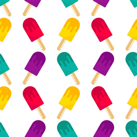 colorful ice cream seamless pattern on white backgroundのイラスト素材