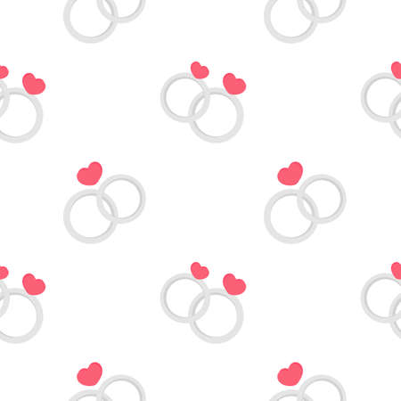 seamless pattern ring with heart decoration on love theme on white backgroundのイラスト素材