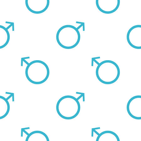 seamless pattern male gender symbol on blue color theme on white backgroundのイラスト素材