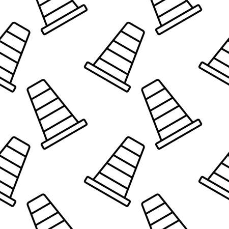 traffic cone outline seamless pattern on white backgroundのイラスト素材