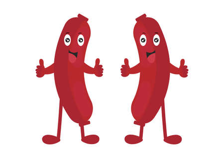 sausage mascot with thumb on a white backgroundのイラスト素材