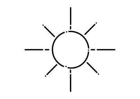 sun illustration in dotted line style on white backgroundのイラスト素材