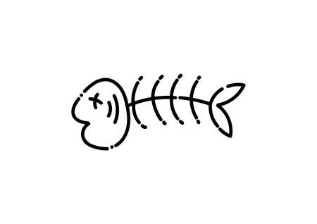 fishbone illustration in dotted line style on white backgroundのイラスト素材