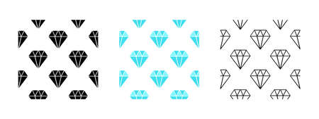diamond seamless pattern in three styles, on white backgroundのイラスト素材