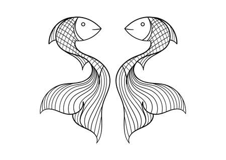 hand drawn fish on a white backgroundのイラスト素材