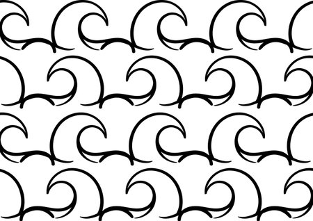 wave hand drawn background on white backgroundのイラスト素材