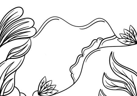 hand drawn seascape illustration on white backgroundのイラスト素材