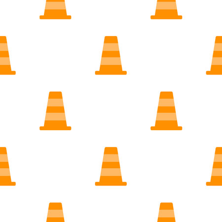 traffic cone seamless pattern with traffic theme on white backgroundのイラスト素材