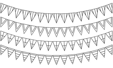 a collection of birthday ribbon illustrations on a white backgroundのイラスト素材