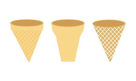 a collection of illustrations of ice cream cones on a white backgroundのイラスト素材