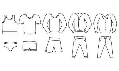 hand drawn collection of men's clothes on a white backgroundのイラスト素材