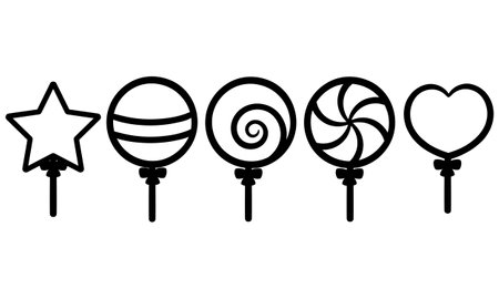 hand drawn collection of lollipops on a white backgroundのイラスト素材