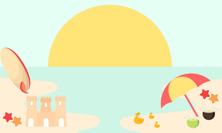 sunny day beach background illustration with beach themeのイラスト素材