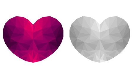 heart illustration in low poly style on a white backgroundのイラスト素材