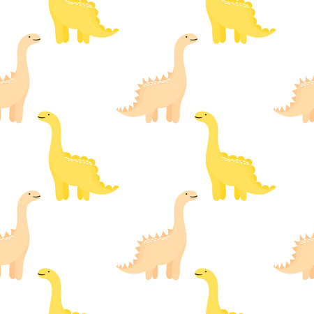 dinosaur illustration seamless pattern on a white backgroundのイラスト素材