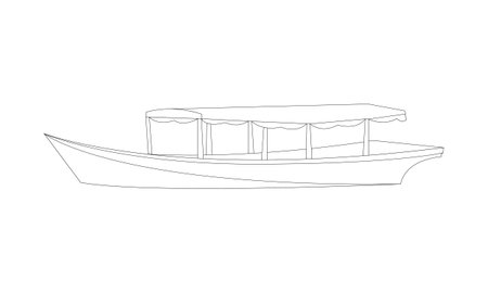 outline of a fishing boat on a white backgroundのイラスト素材