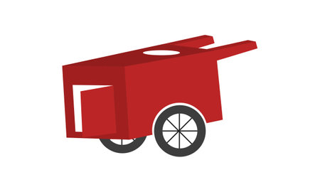 the cart is red on a white backgroundのイラスト素材